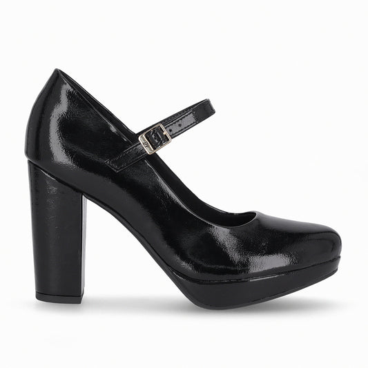 Zapato Mary Jane Mujer Negro/CHarol Evelin Piccadilly