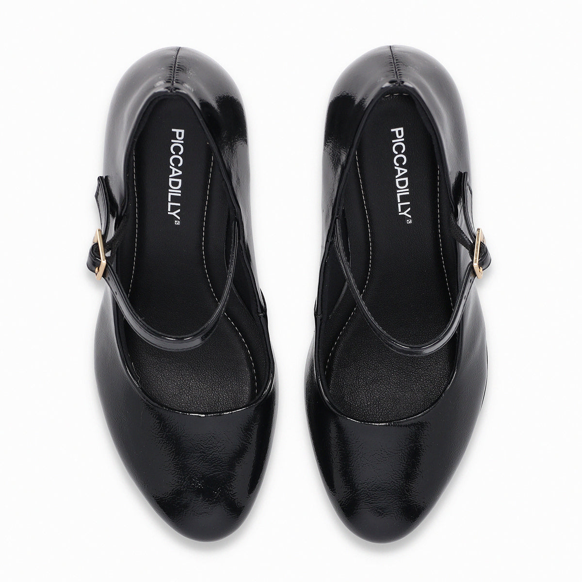 Zapato Mary Jane Mujer Negro/CHarol Evelin Piccadilly