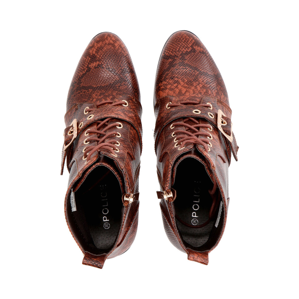 Botin Mujer Marrón Taco Medio Lezzard Police