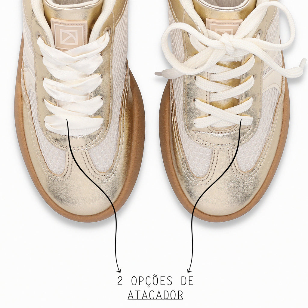 Zapatilla Mujer Dorado/Beige Caroline Piccadilly