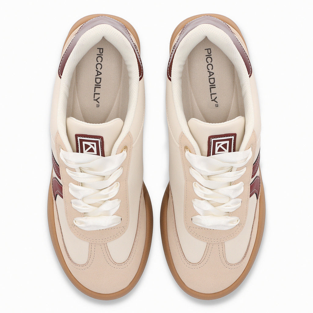 Zapatilla Mujer Beige/Burdeo Caroline Piccadilly