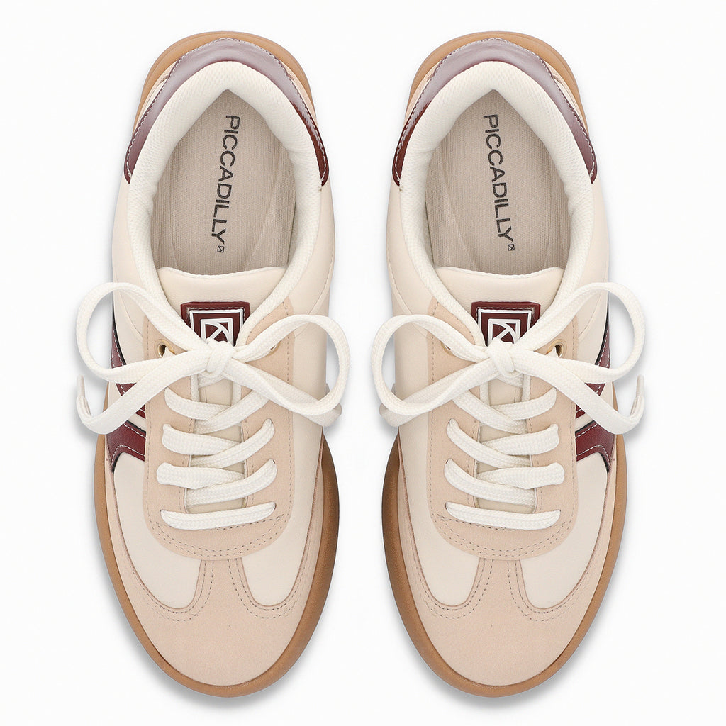 Zapatilla Mujer Beige/Burdeo Caroline Piccadilly