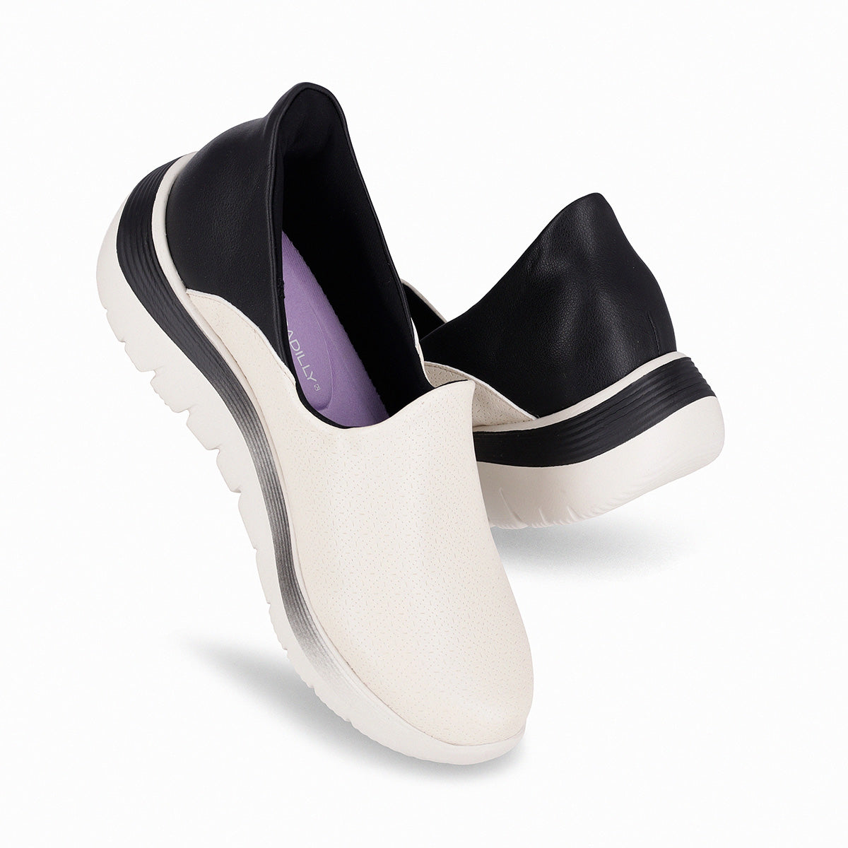 Zapatilla Urbana Mujer Fit Slip Negro/Hueso Piccadilly