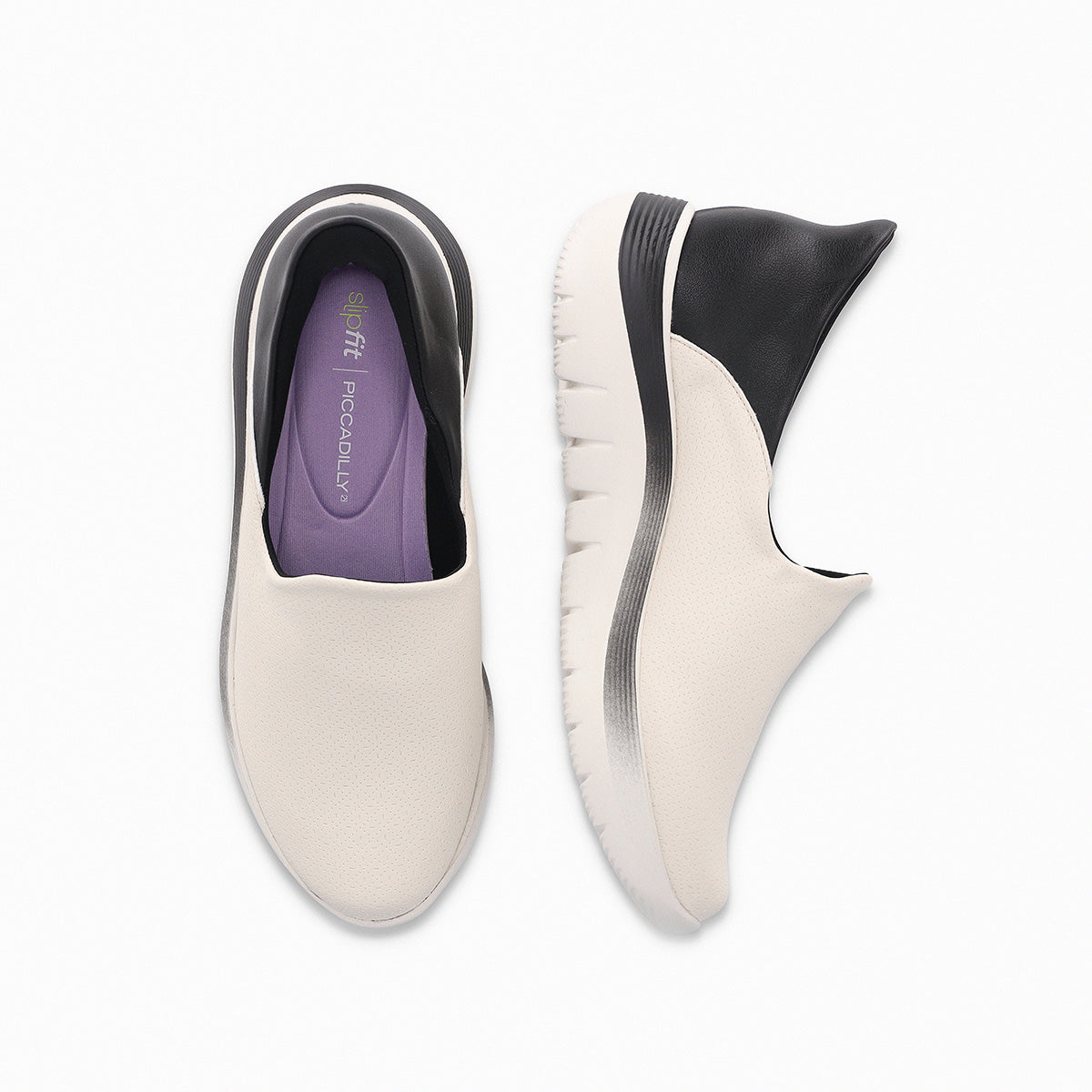 Zapatilla Urbana Mujer Fit Slip Negro/Hueso Piccadilly