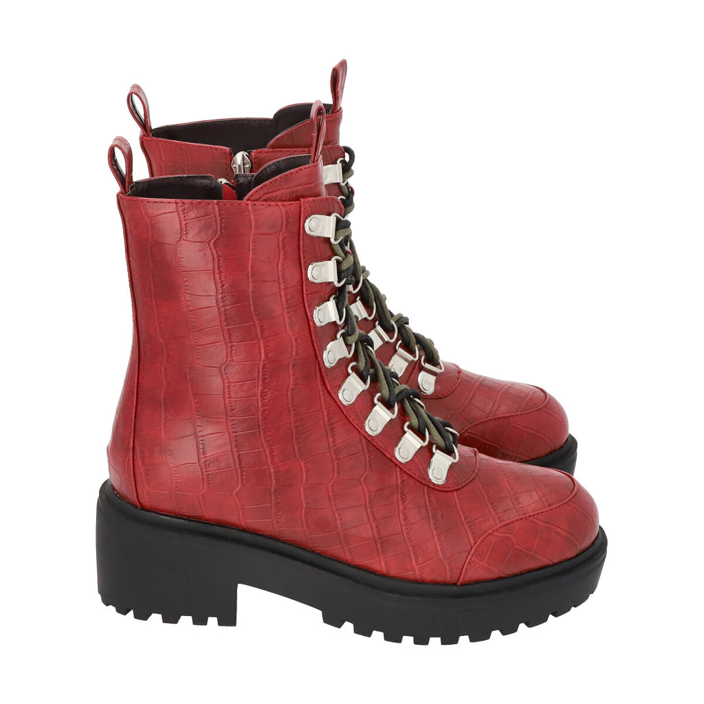 Botin Rojo Mujer Plataforma London 46 Police
