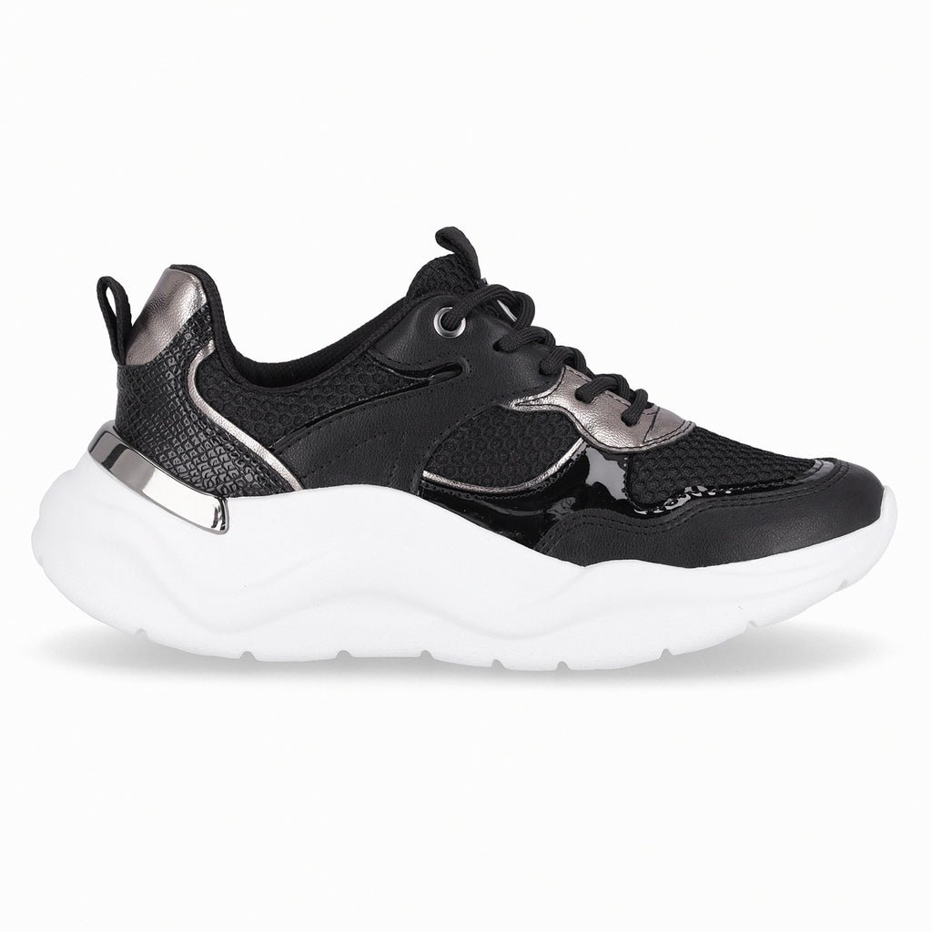 Zapatilla Mujer Negro/Plata Fascitis Piccadilly
