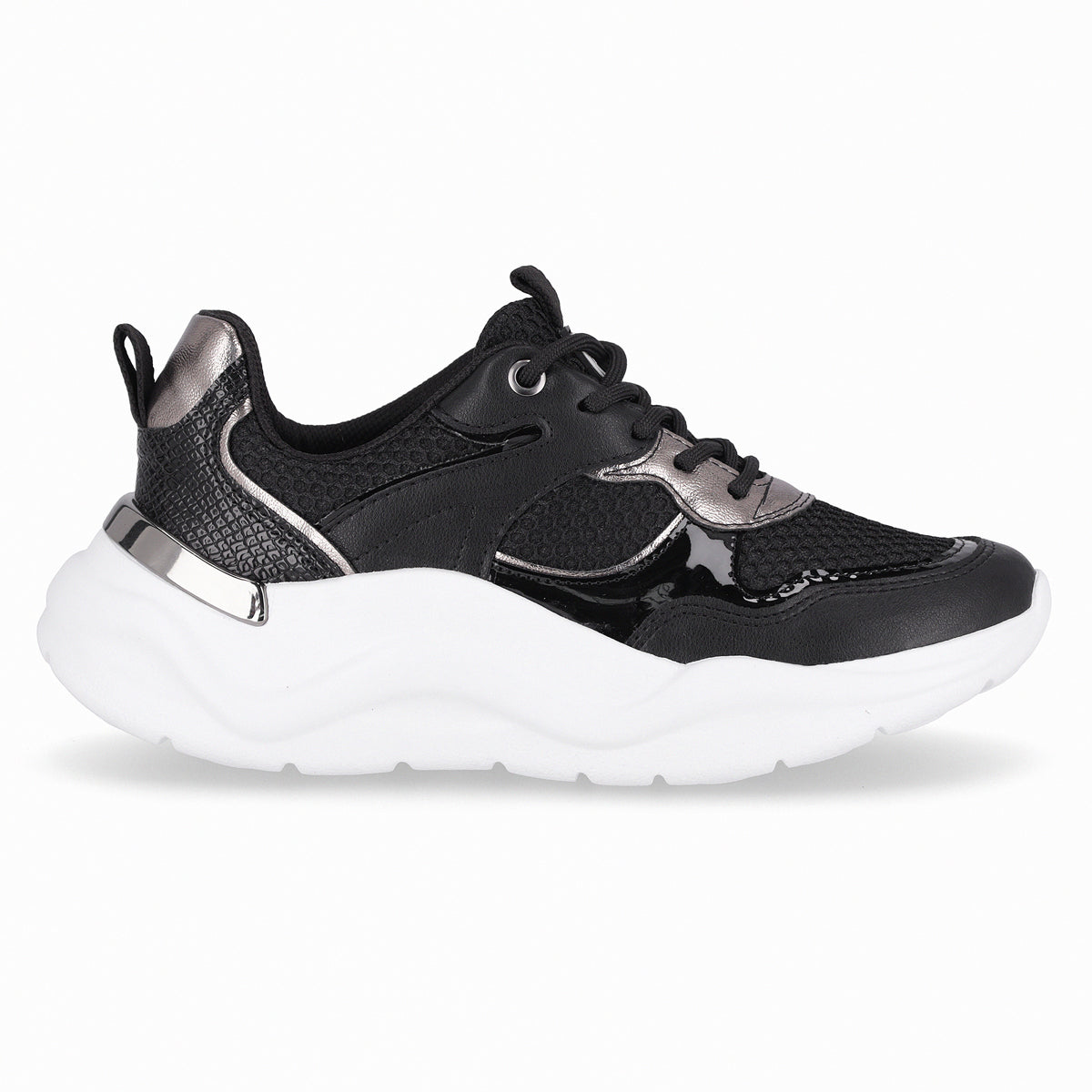 Zapatilla Mujer Negro/Plata Fascitis Piccadilly