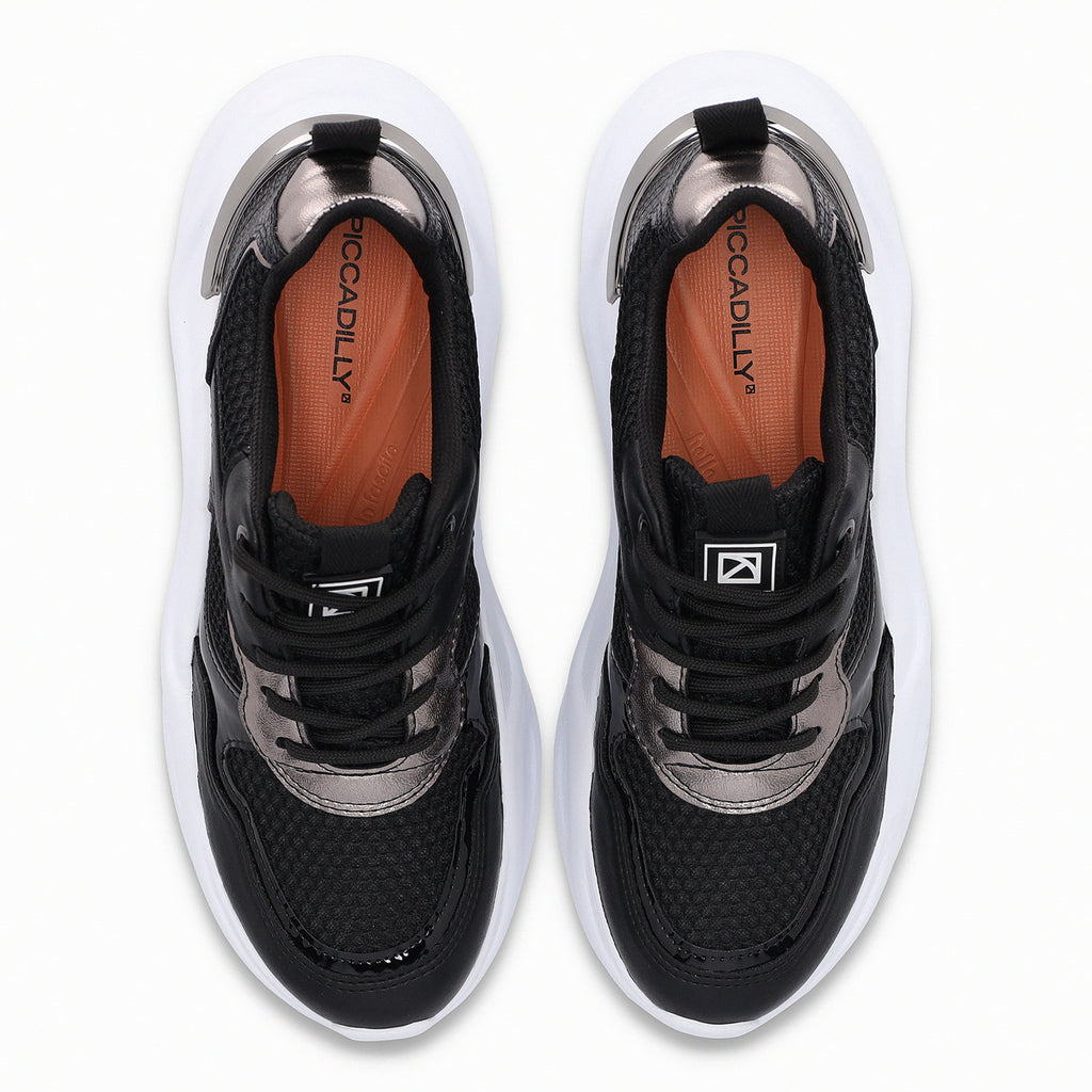 Zapatilla Mujer Negro/Plata Fascitis Piccadilly