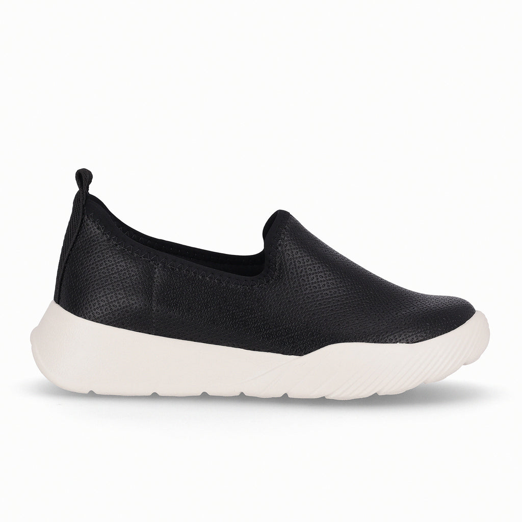 Zapatilla Mujer Negro/Blanco Fascitis Anabela Piccadilly