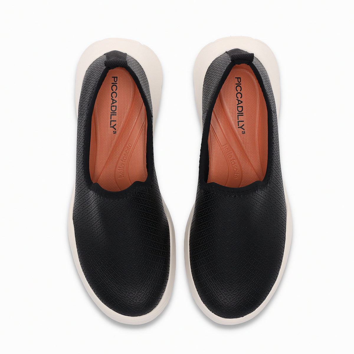 Zapatilla Mujer Negro/Blanco Fascitis Anabela Piccadilly