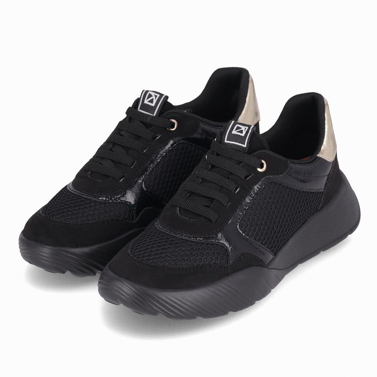 Zapatilla Mujer Negro/Dorado Fascitis Anabela Piccadilly