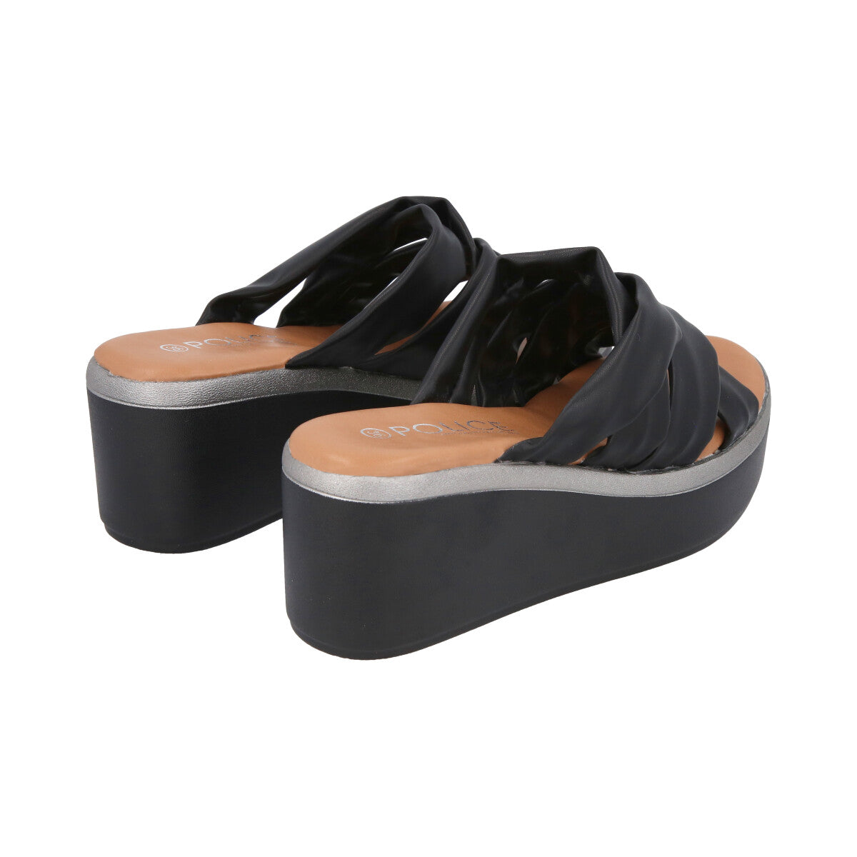 Sandalia Mujer Negro Plataforma Lele  Police
