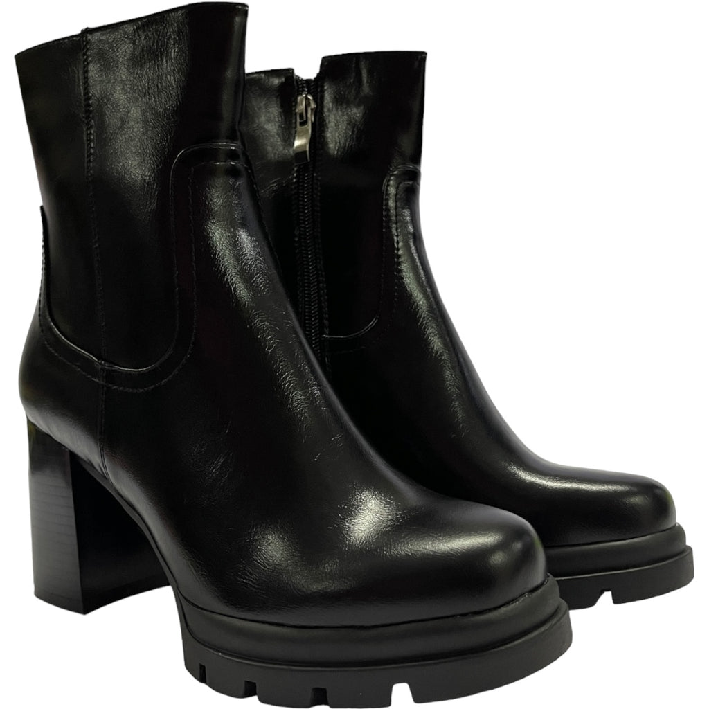 Botin Mujer Negro Taco Medio Bilbao Detogni