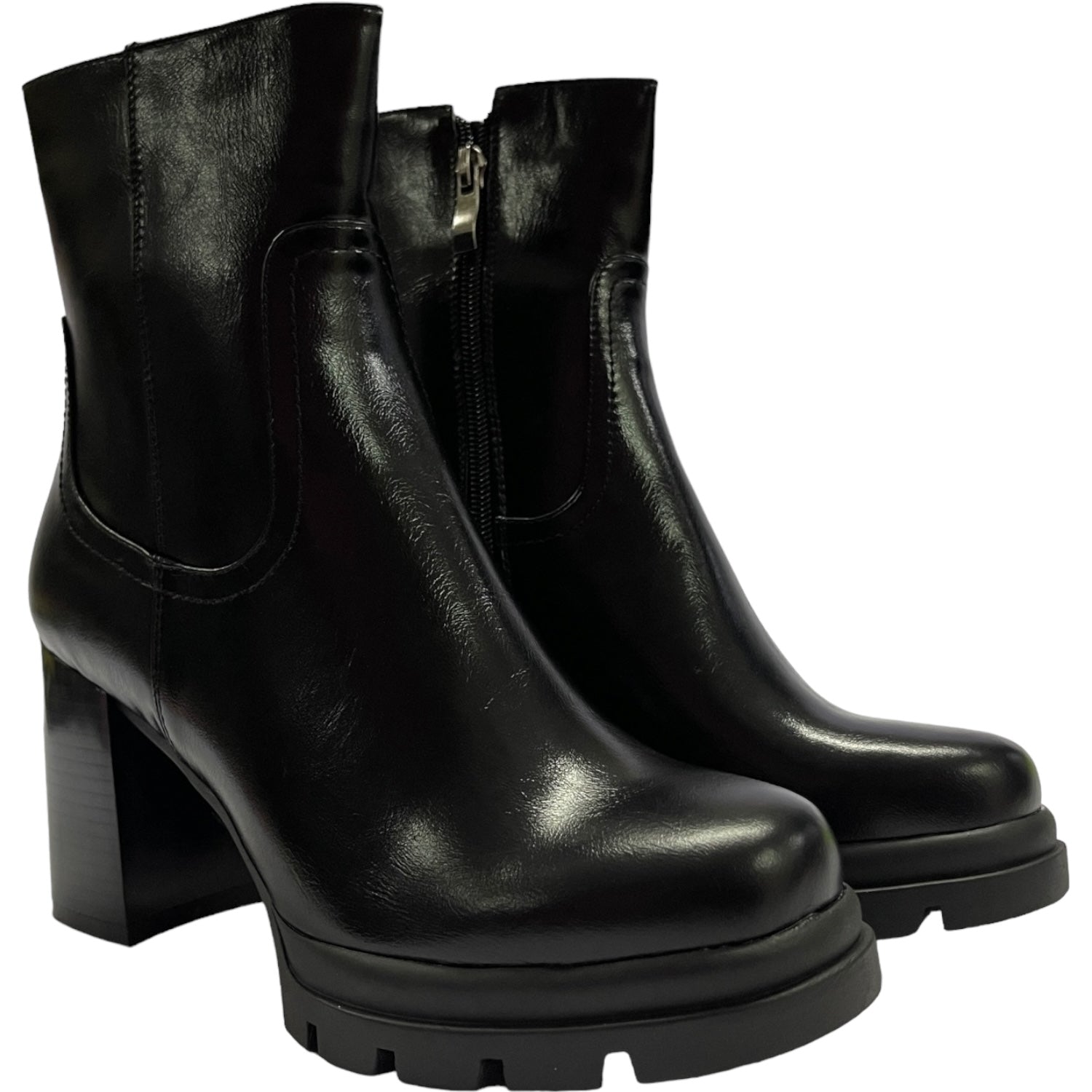 Botin Mujer Negro Taco Medio Bilbao Detogni