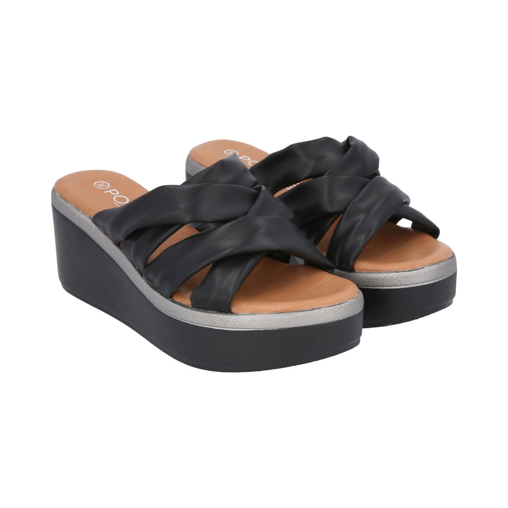 Sandalia Mujer Negro Plataforma Lele  Police