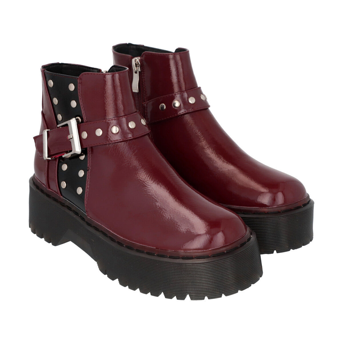 Botin Casual Mujer Burdeo Plataforma Rob 53 Police