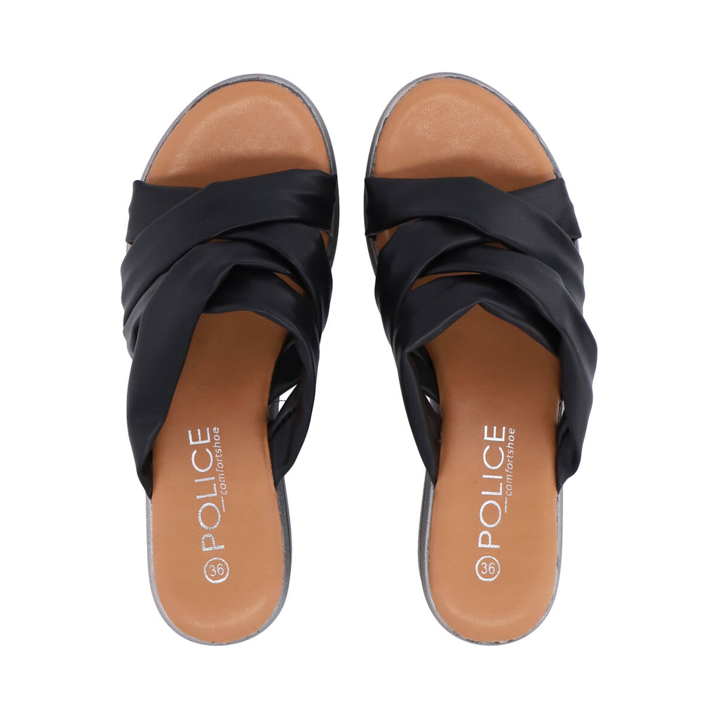 Sandalia Mujer Negro Plataforma Lele  Police