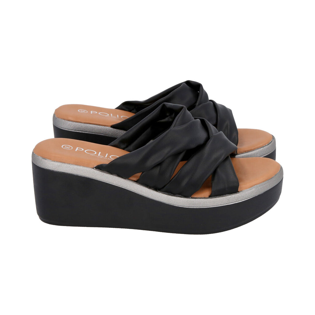 Sandalia Mujer Negro Plataforma Lele  Police
