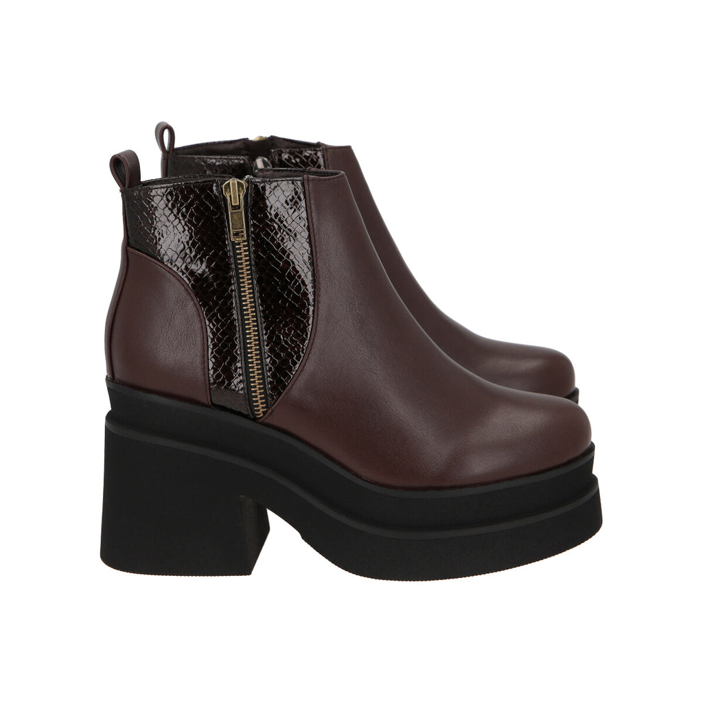 Botin Mujer Burdeo Plataforma Yoice  Police