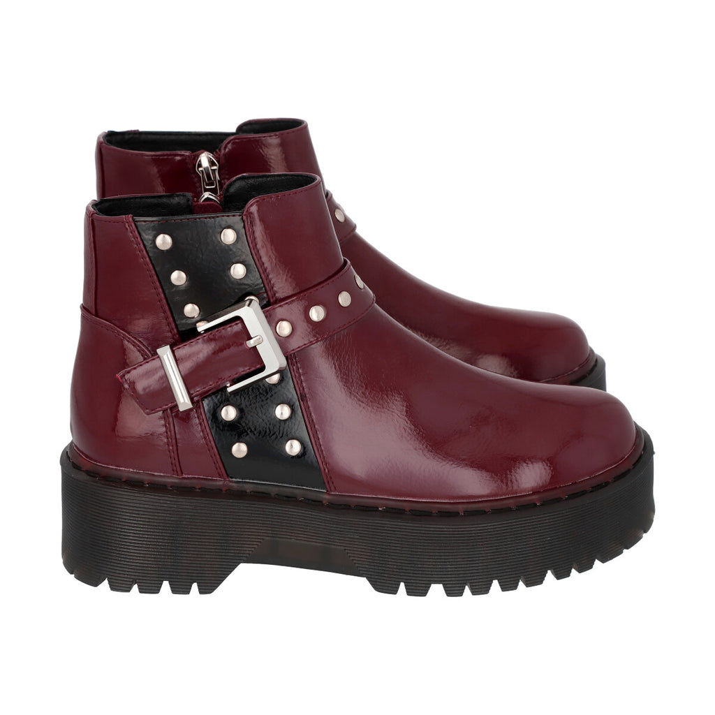 Botin Casual Mujer Burdeo Plataforma Rob 53 Police