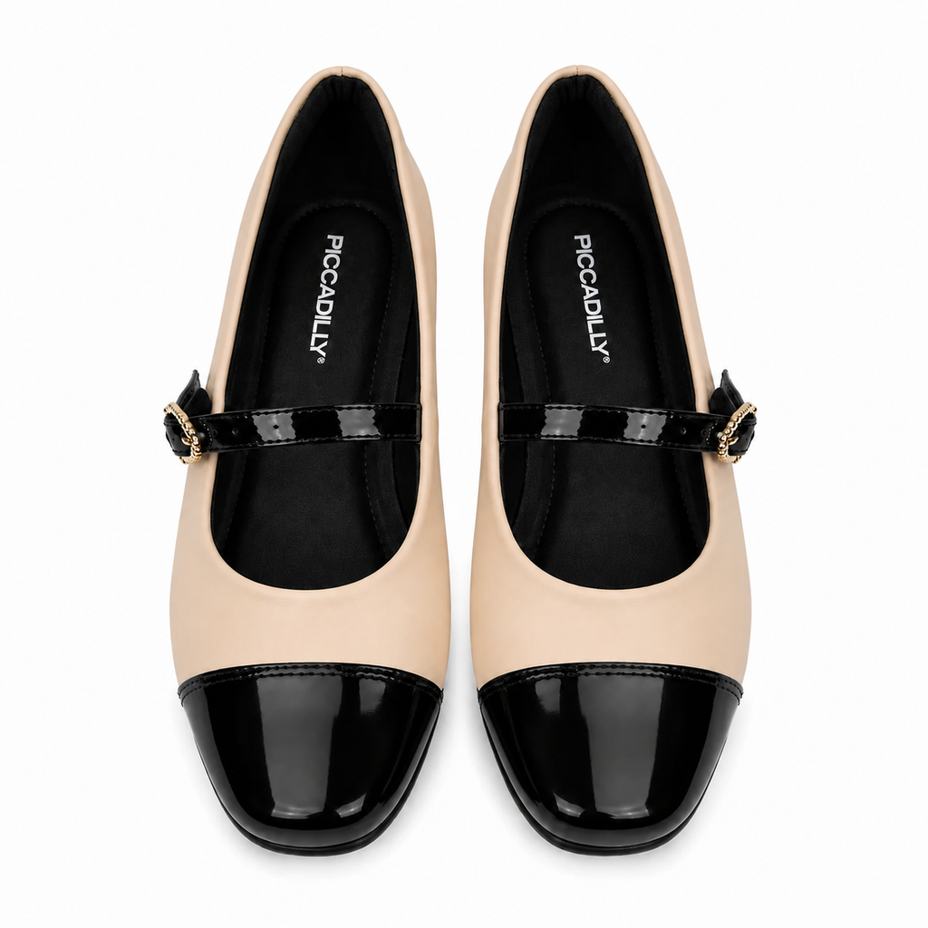 Ballerina Mary Jane Raquel Beige/Negro