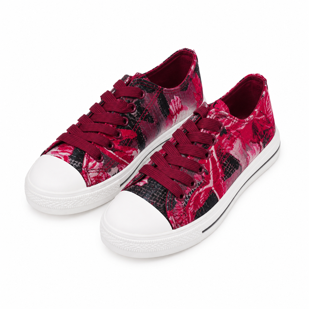Zapatilla Mujer Rojo/Blanco Flower Detogni