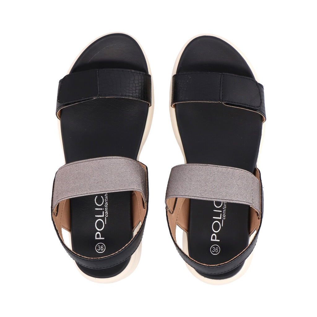 Sandalia Mujer Negro Pancha Police