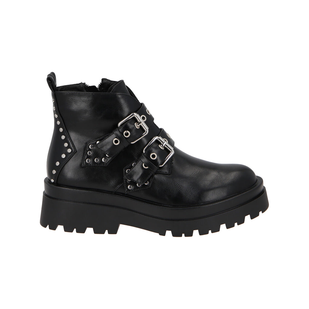 Botin Mujer Negro Snake/Hebilla Police