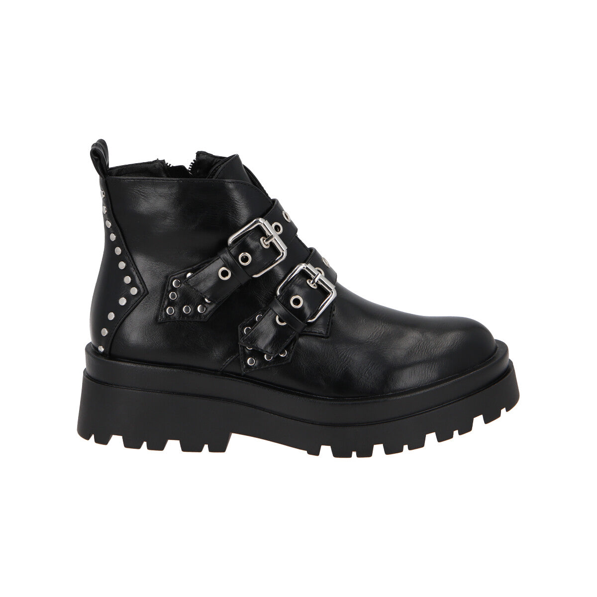 Botin Mujer Negro Snake/Hebilla Police