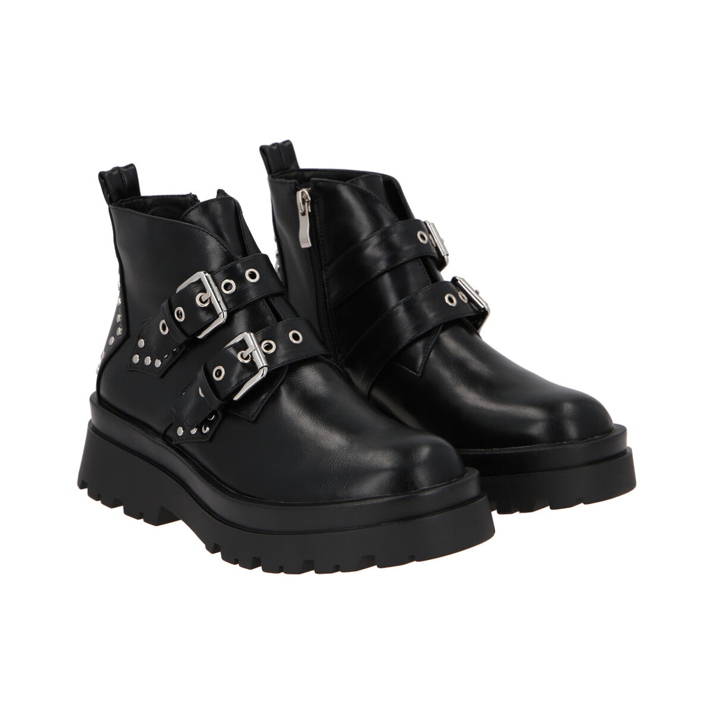 Botin Mujer Negro Snake/Hebilla Police