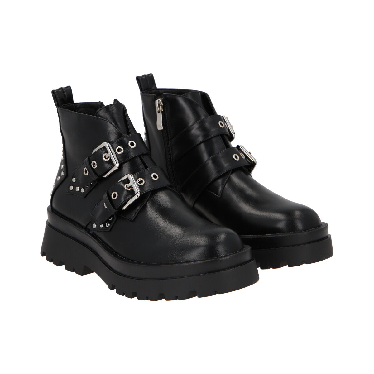 Botin Mujer Negro Snake/Hebilla Police