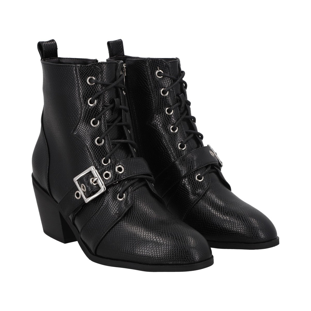 Botin Mujer Negro Taco Medio Lezzard Police