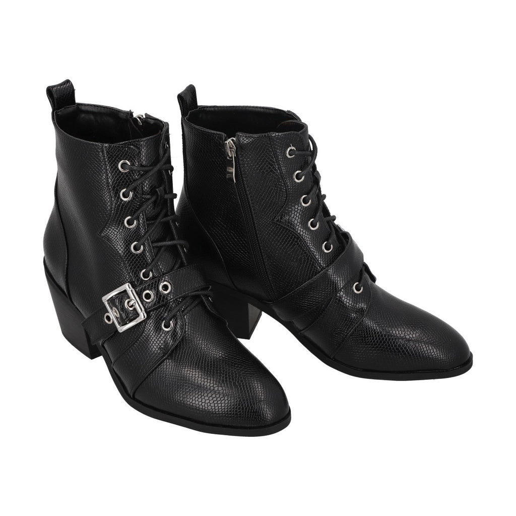 Botin Mujer Negro Taco Medio Lezzard Police