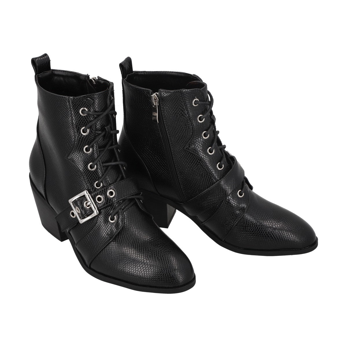 Botin Mujer Negro Taco Medio Lezzard Police