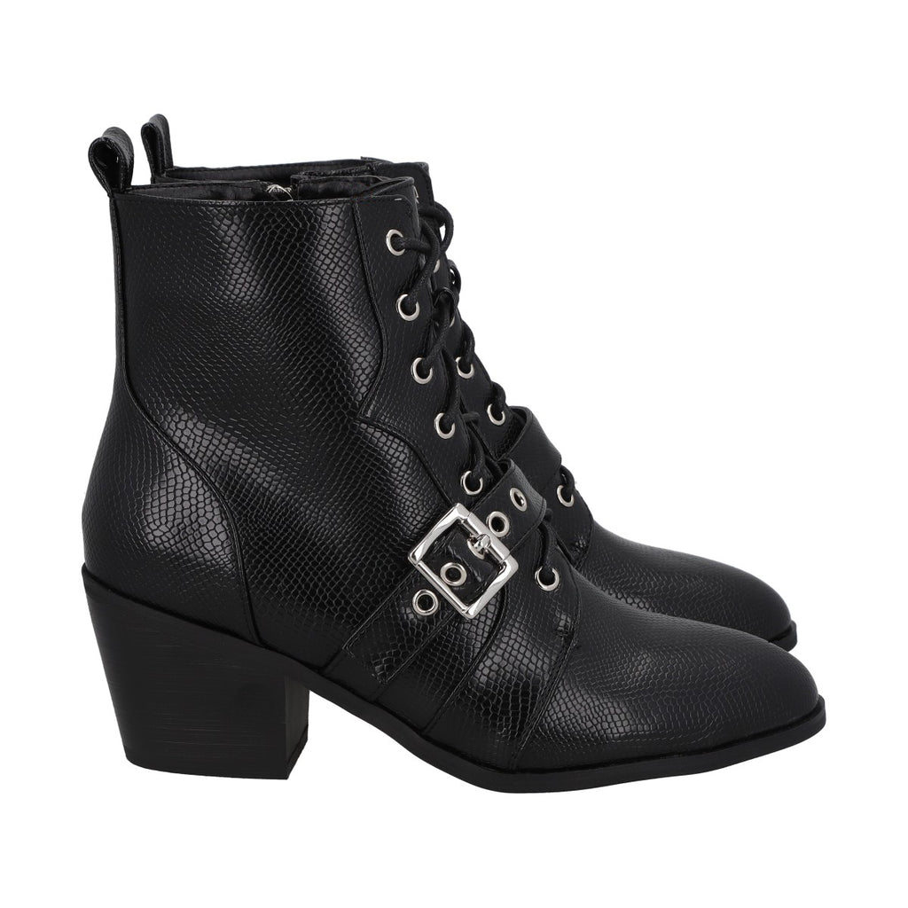 Botin Mujer Negro Taco Medio Lezzard Police