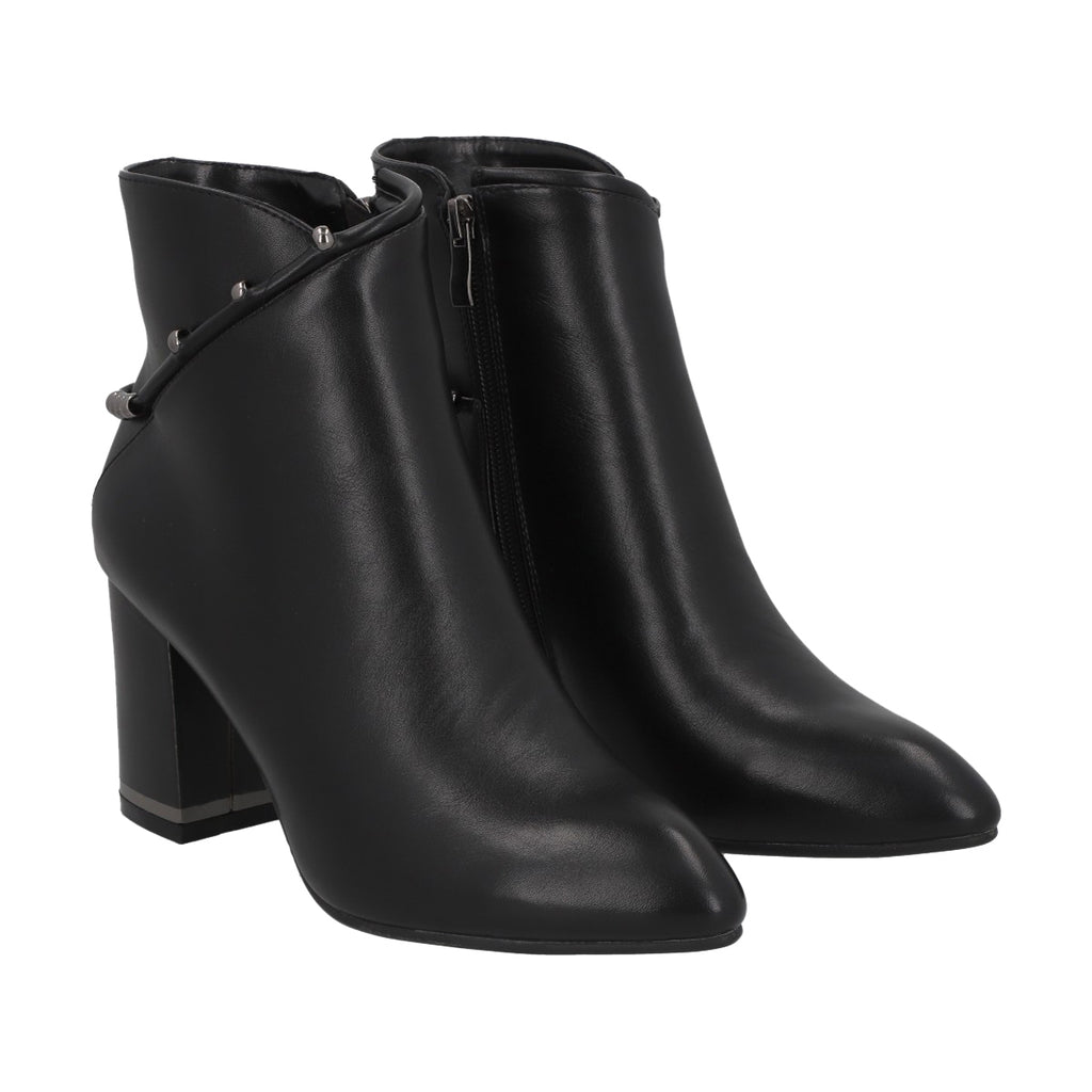 Botin Casual Mujer Negro/Plata Taco Medio Tini Police