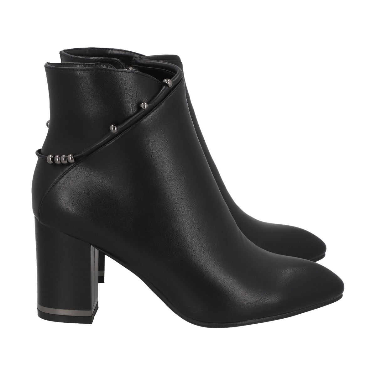 Botin Casual Mujer Negro/Plata Taco Medio Tini Police