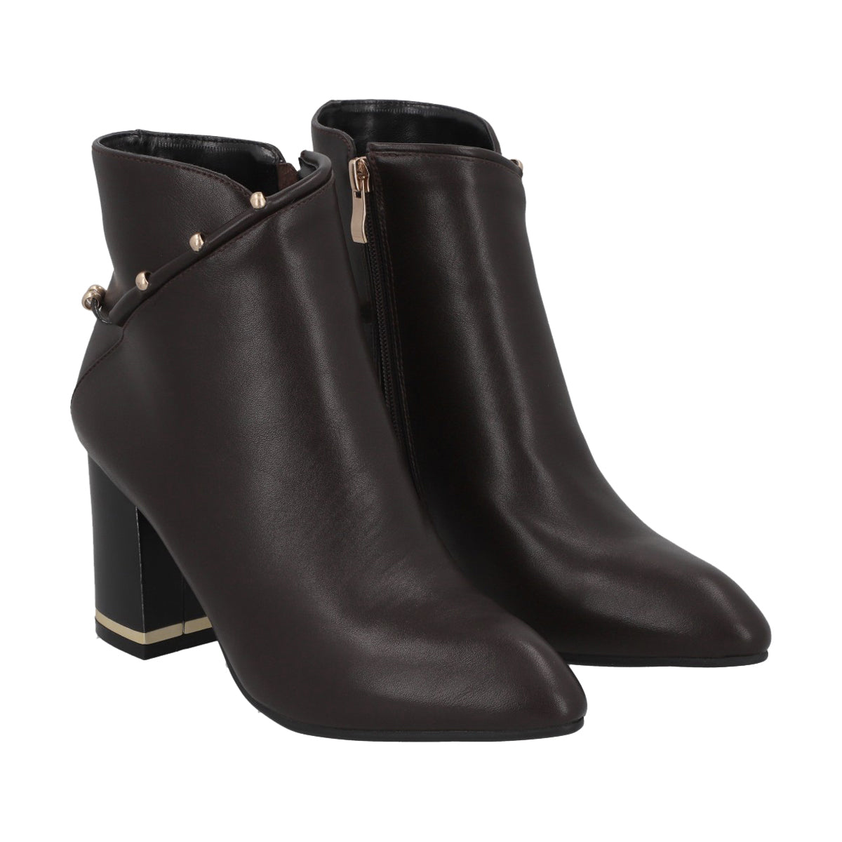 Botin Casual Mujer Café/Dorado Taco Medio Tini Police