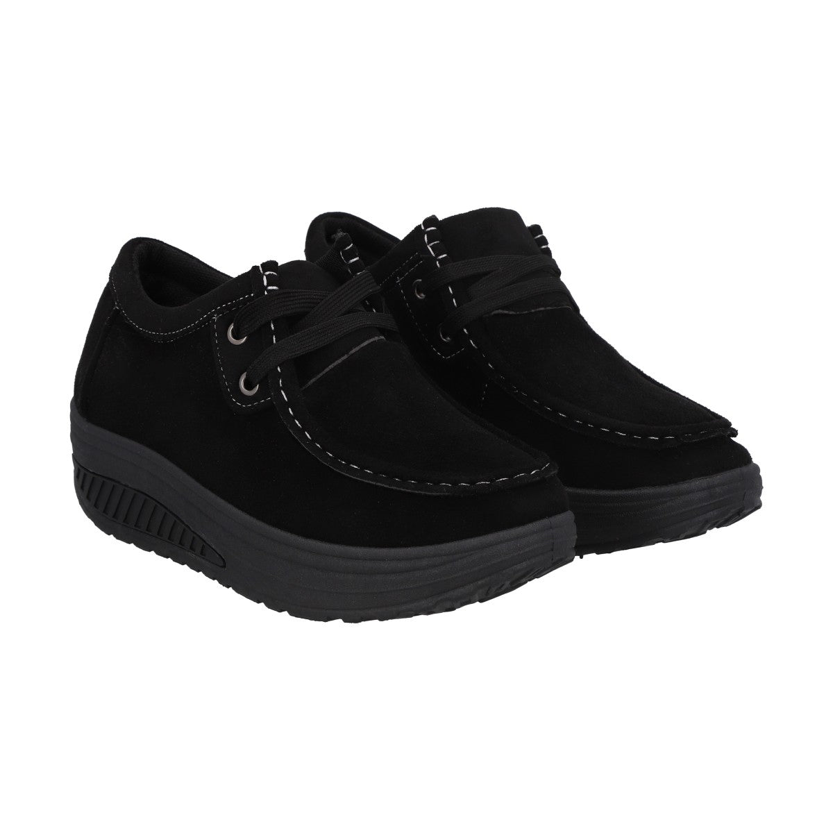 Mocasín Mujer Negro Sole/Cordones Police