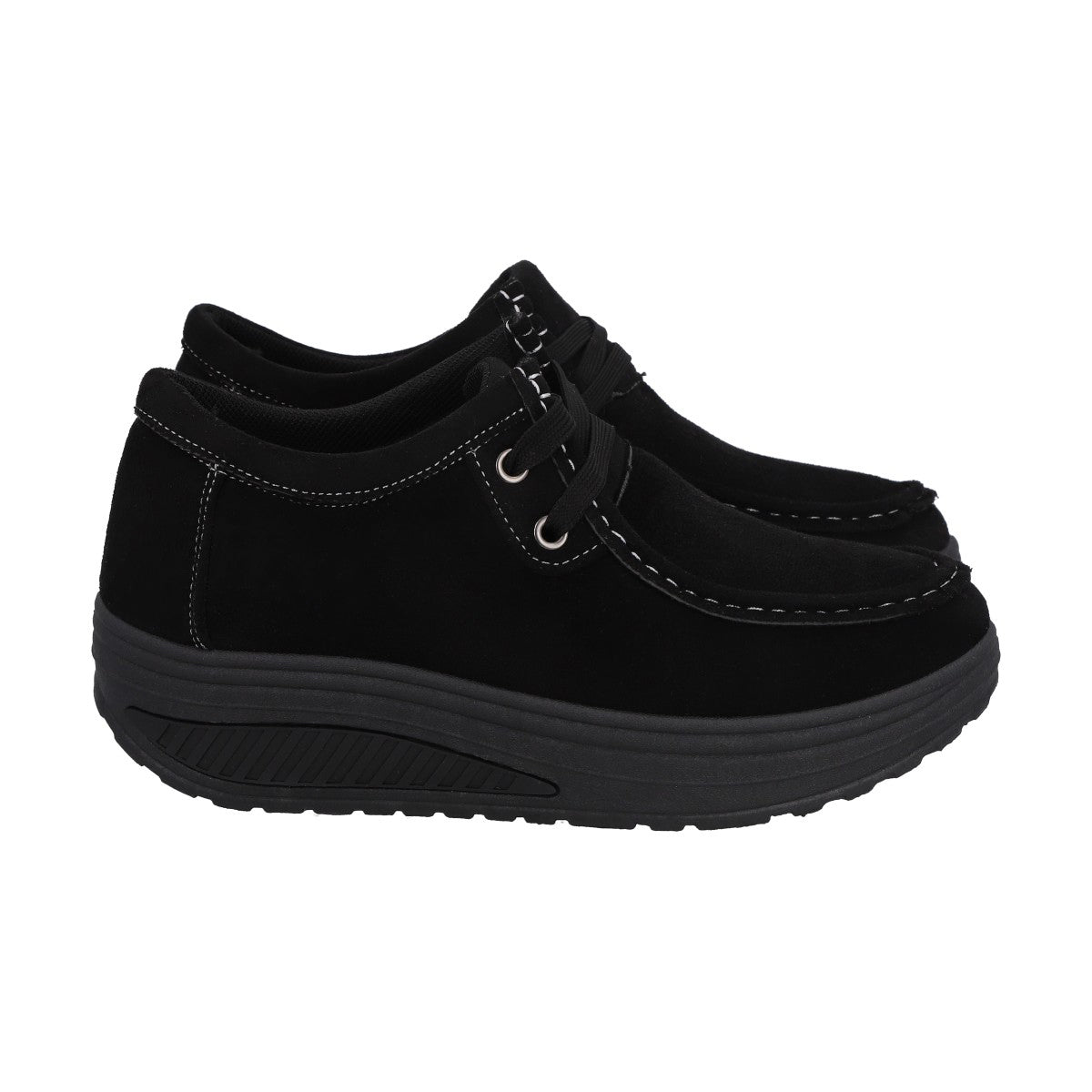 Mocasín Mujer Negro Sole/Cordones Police