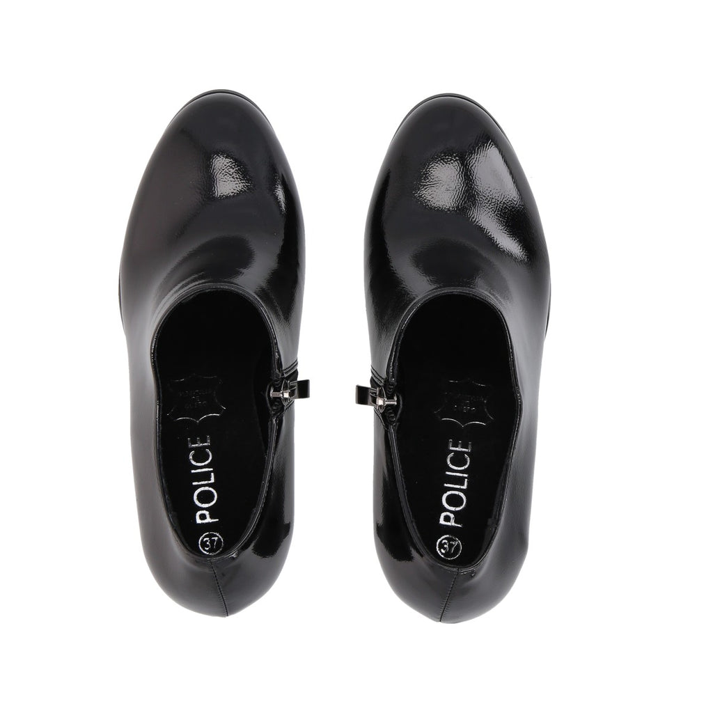 Botin Bobbi Negro Charol Taco Medio Police