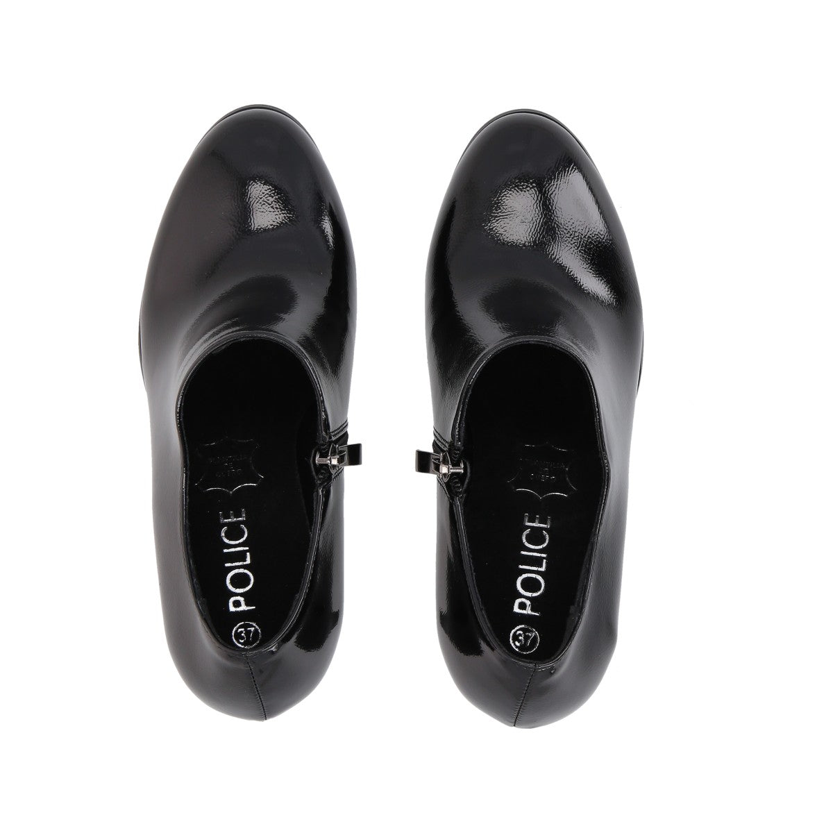 Botin Bobbi Negro Charol Taco Medio Police