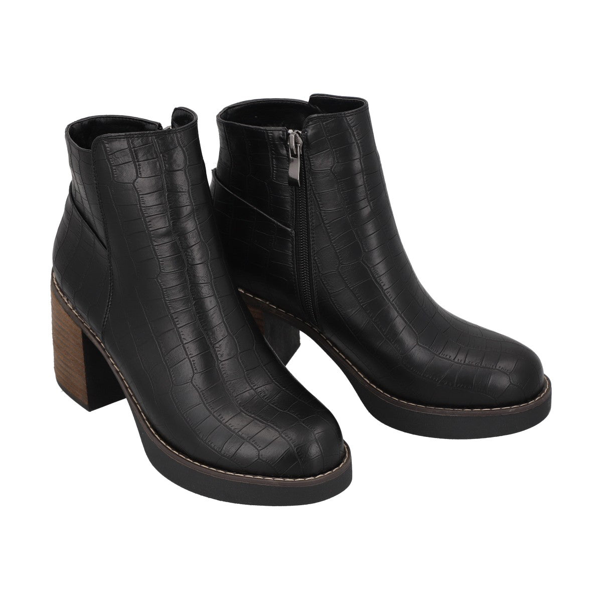 Botin Mujer Negro Zaxy Taco Medio Police