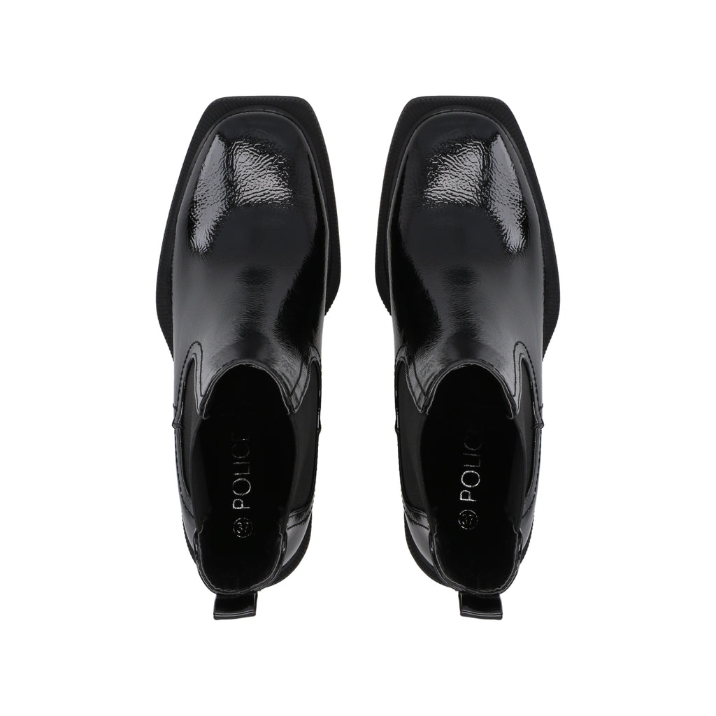 Botin Mujer Negro Charol Gloss Police