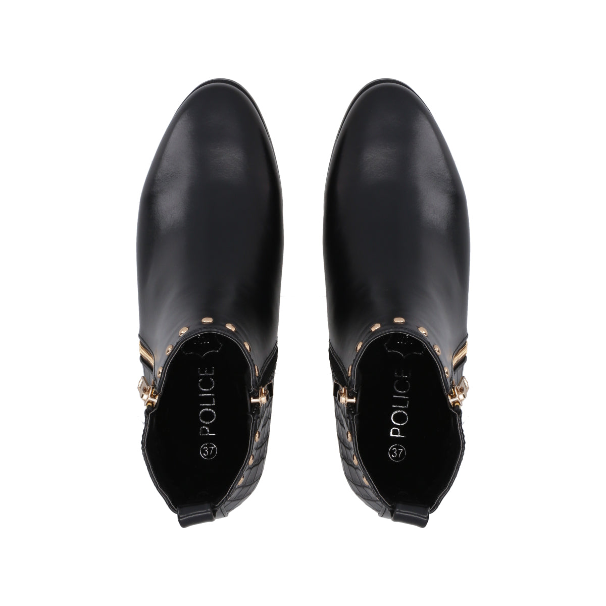 Botin Casual Mujer Negro Taco Bajo Glam Police