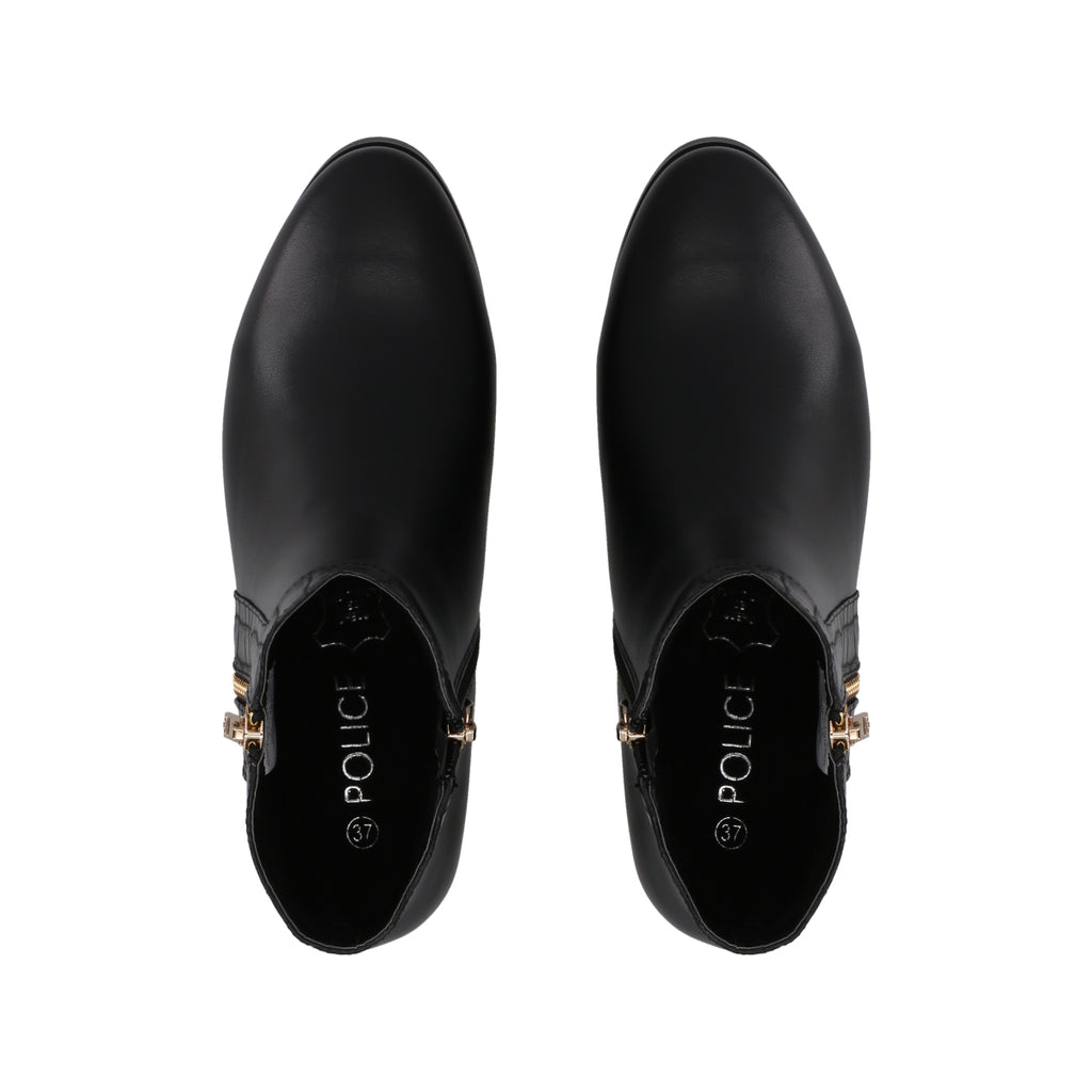 Botin Casual Mujer Negro Taco Bajo Essencial Police