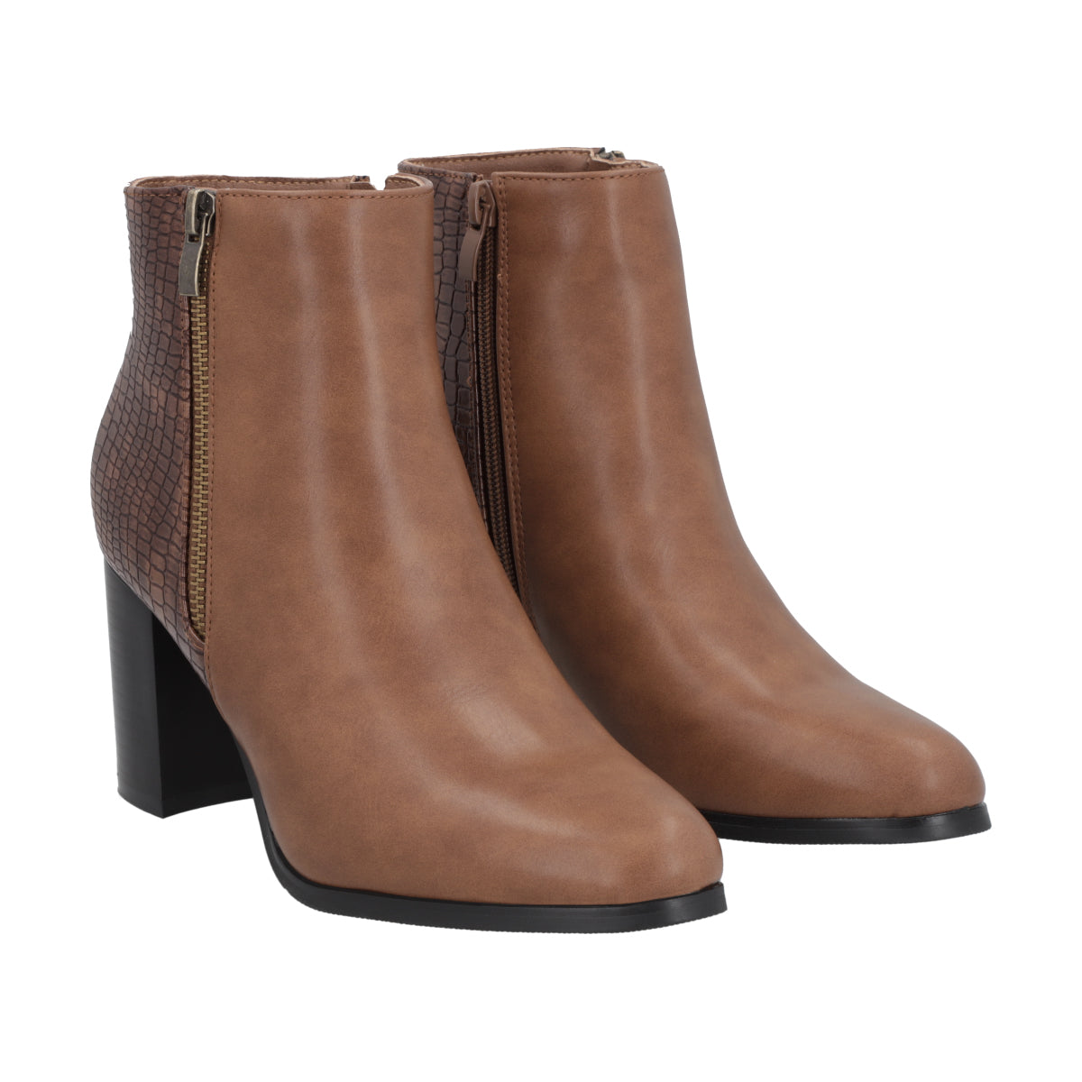 Botin Mujer Marrón Taco Medio Lux Police