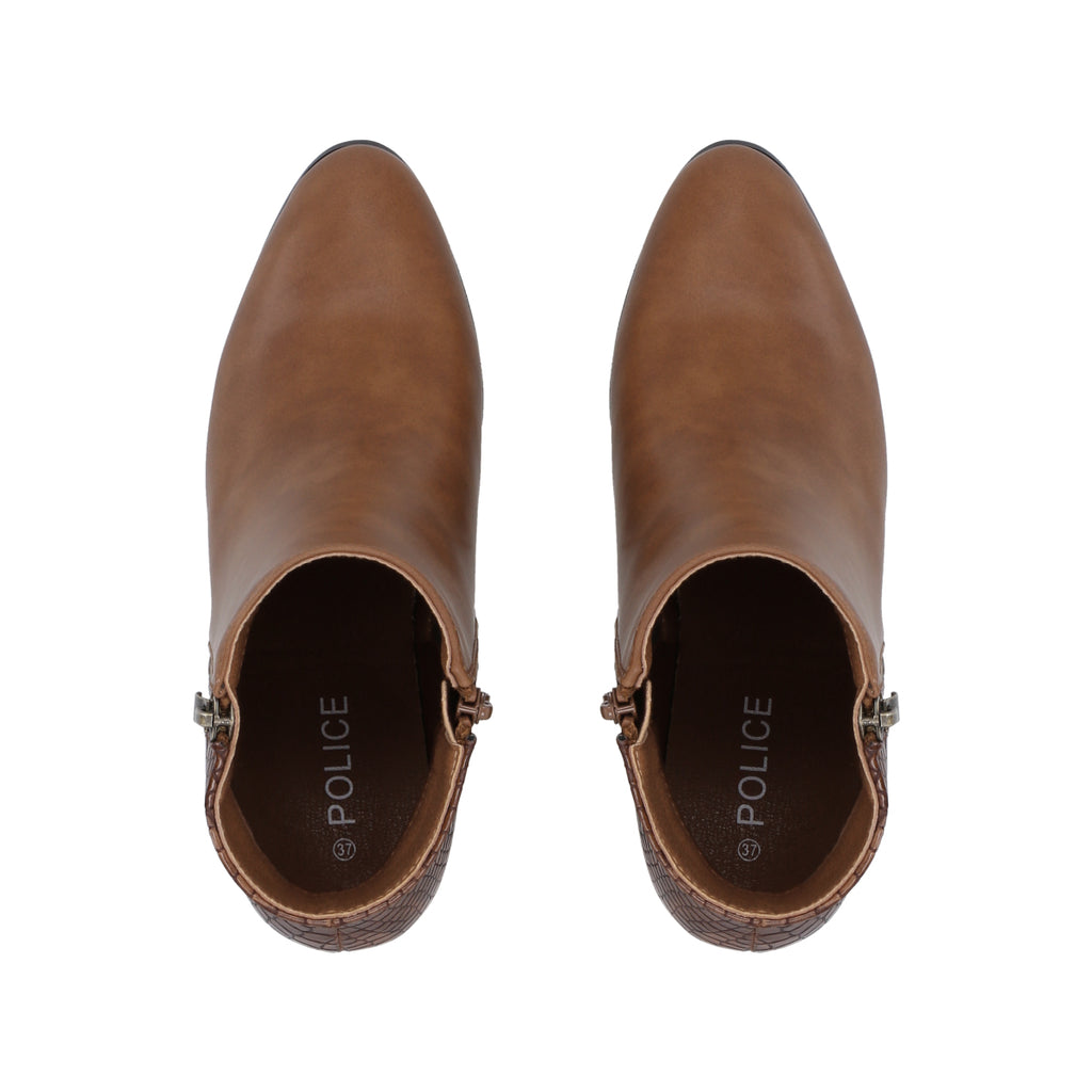 Botin Mujer Marrón Taco Medio Lux Police