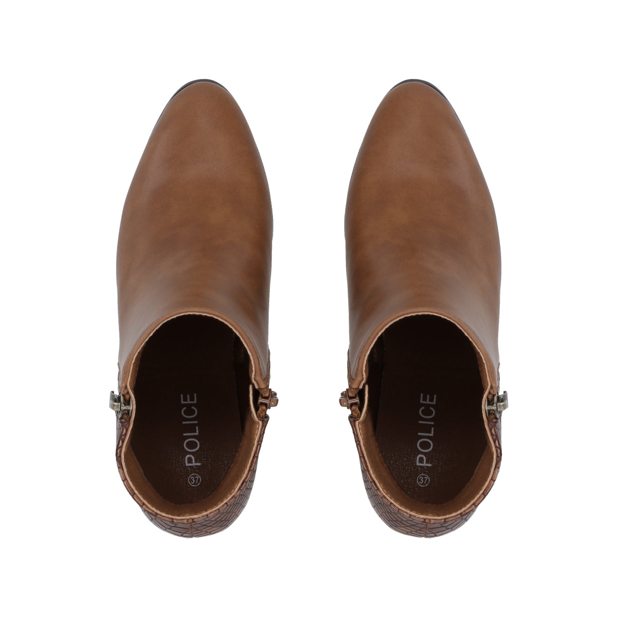 Botin Mujer Marrón Taco Medio Lux Police