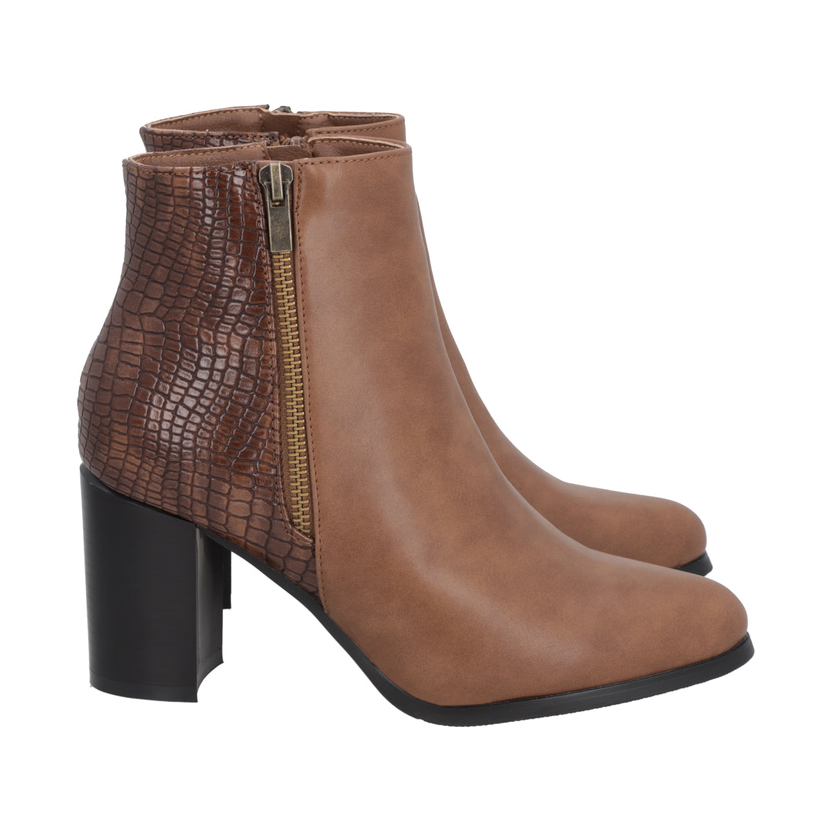 Botin Mujer Marrón Taco Medio Lux Police